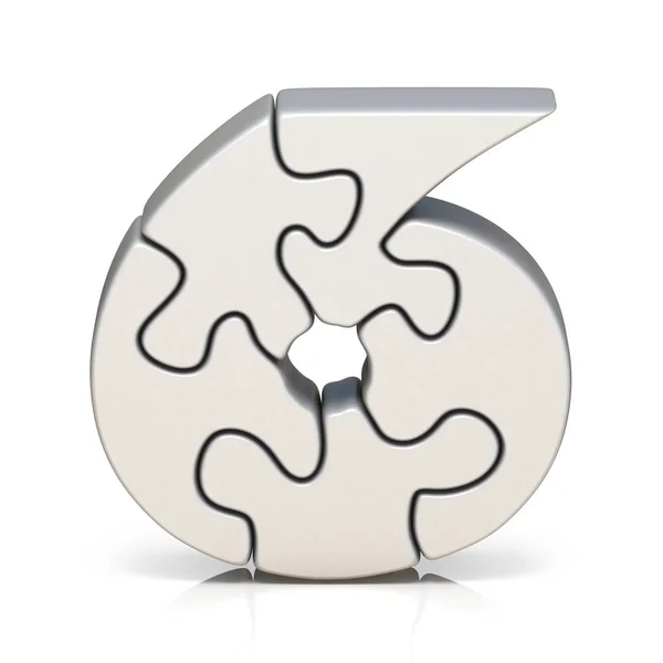 Witte puzzel puzzel nummer zes 6 3d — Stockfoto