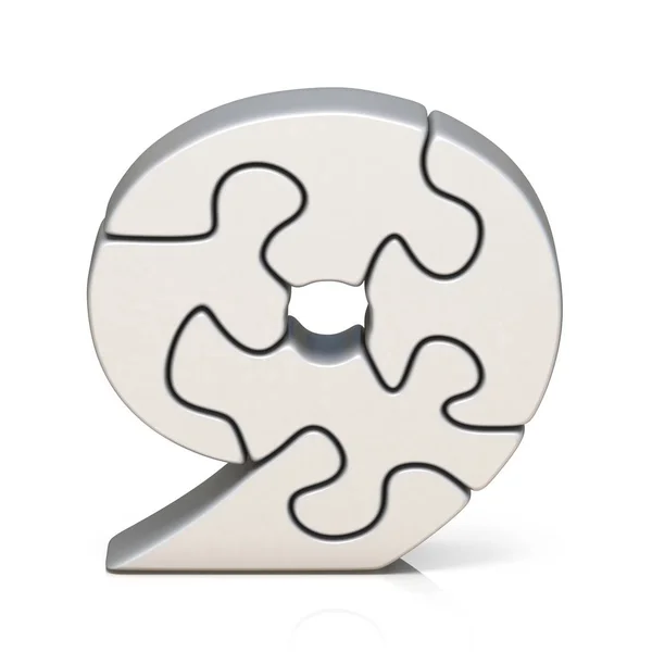 Bílé puzzle skládačky číslo devět 9 3d — Stock fotografie