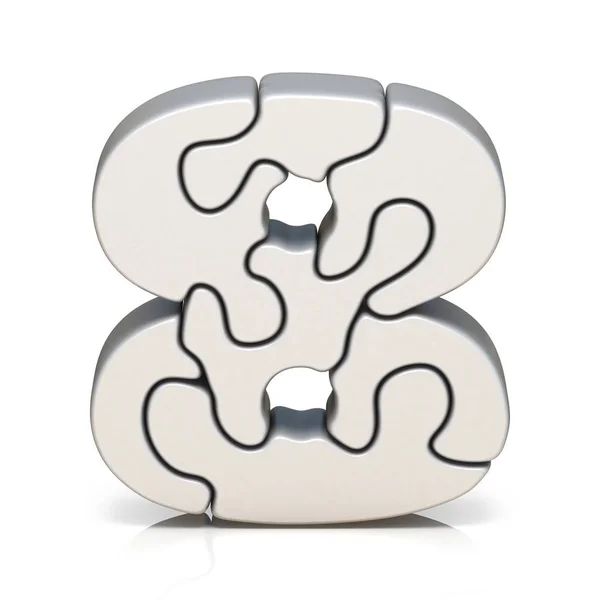 Puzzle bianco numero EIGHT 8 3D — Foto Stock