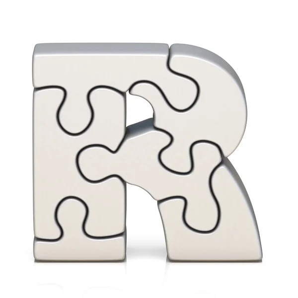 Beyaz puzzle Yapboz harf R 3d — Stok fotoğraf