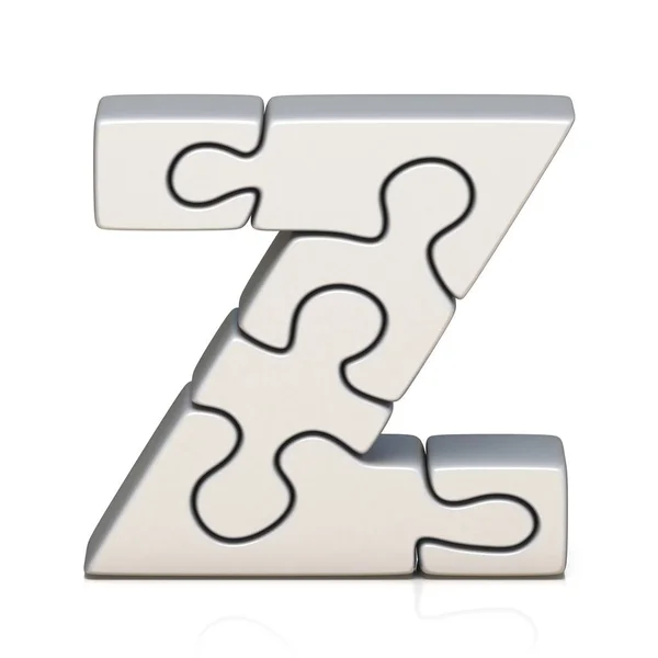 White puzzle jigsaw letter Z 3D — Stock Photo, Image
