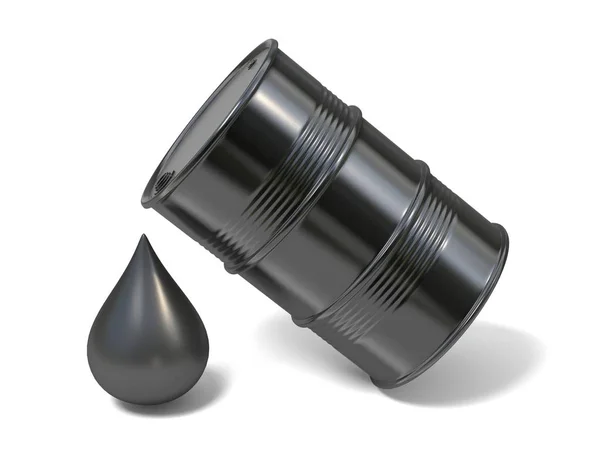 Black barrel and giant oil drop icon 3D — Stock Photo, Image