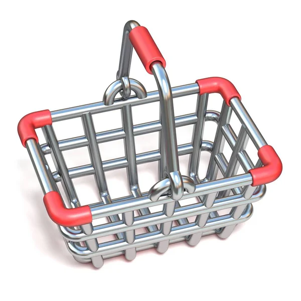 Steel wire shopping basket cartoon icon 3D — Stock Photo, Image