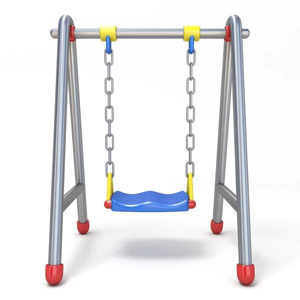 Single children swing front view 3D — Stock Photo, Image