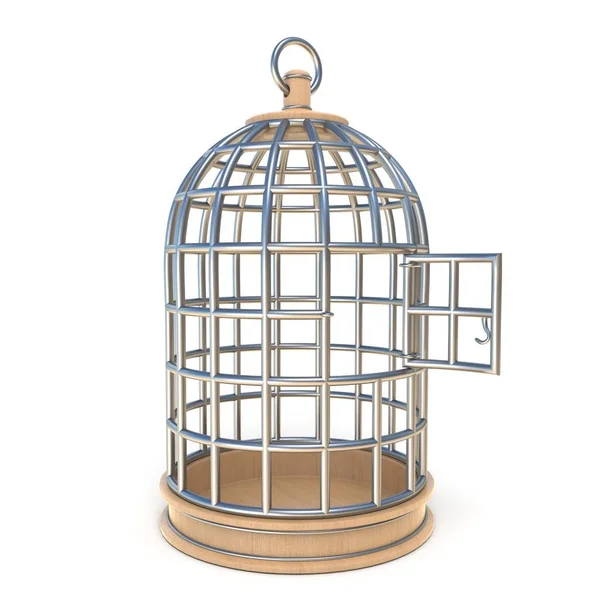Empty bird cage opened 3D — Stock Photo, Image