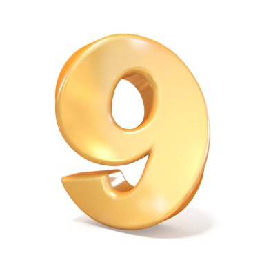 Turuncu yazı tipi sayısı dokuz 9 3d bükülmüş