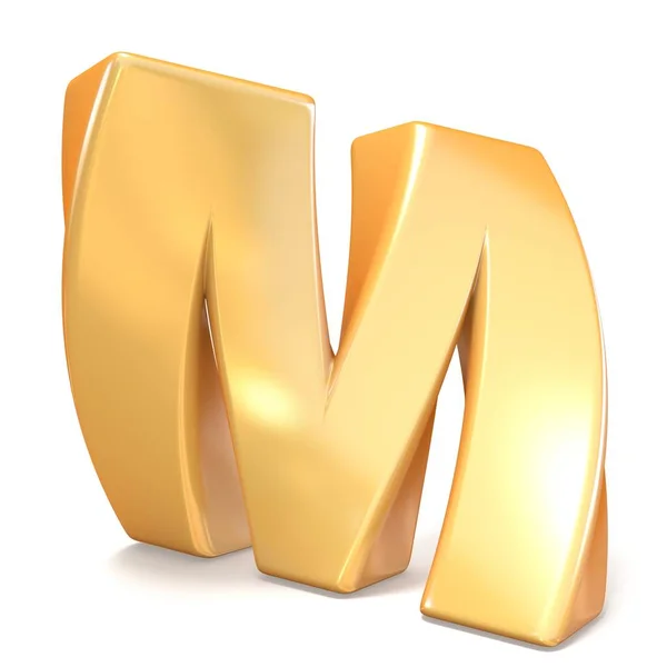 Laranja torcida letra maiúscula letra M 3D — Fotografia de Stock