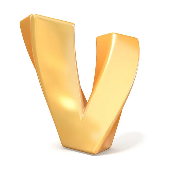 Oranje twisted lettertype hoofdletter V 3d — Stockfoto