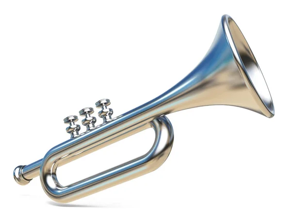 Simple silver trumpet 3D — Stock Photo, Image