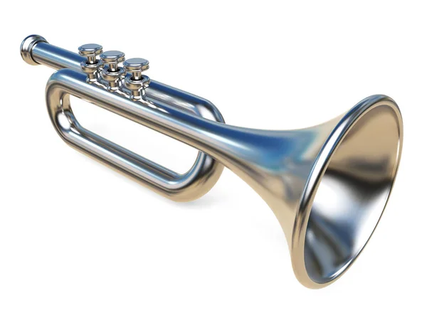 Enkla silver trumpet 3d — Stockfoto