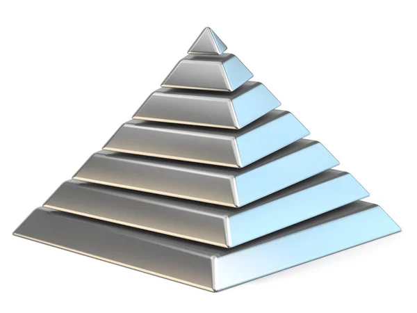 Piramide in acciaio con sette livelli ruotati 3D — Foto Stock