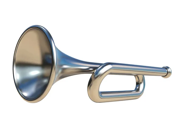 Simple silver trumpet 3D — Stock Photo, Image