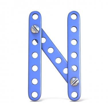 Alfabe harf N mavi metal Oluşturucu oyuncak 3d yapılan