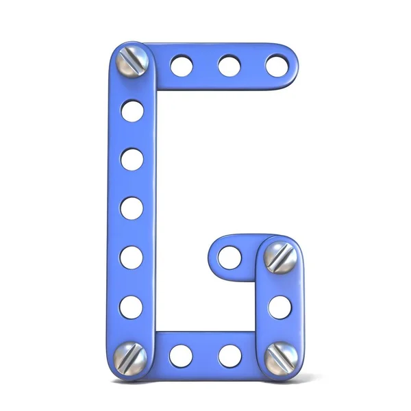 Alfabeto feito de brinquedo construtor de metal azul Carta G 3D — Fotografia de Stock