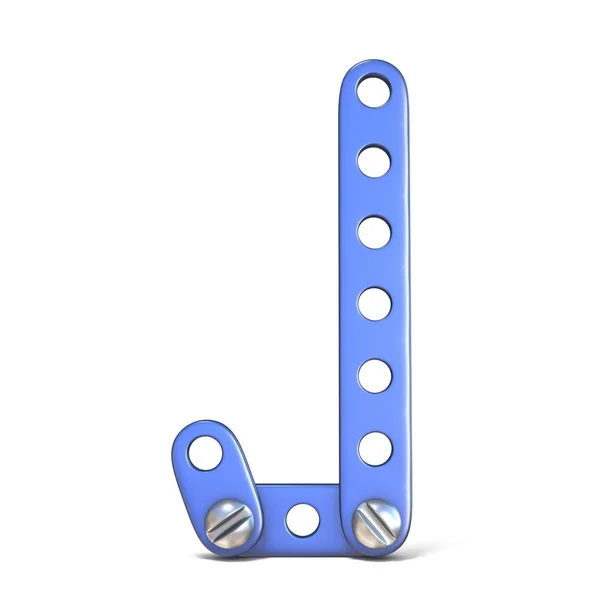 由蓝色金属构造器制成的字母 J 3d — 图库照片