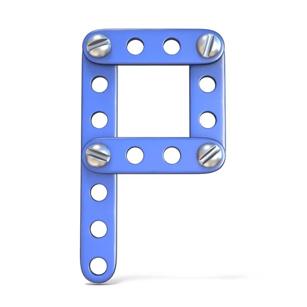 Mavi metal Oluşturucu oyuncak mektup P 3d yapılan alfabesi — Stok fotoğraf
