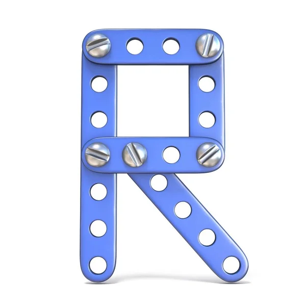 Alfabeto in metallo blu giocattolo costruttore Lettera R 3D — Foto Stock