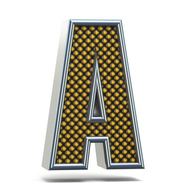 Krom metal turuncu noktalı yazı tipi mektup bir 3d