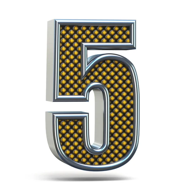 Chrome metal orange dotted font Number FIVE 5 3D — Stock Photo, Image