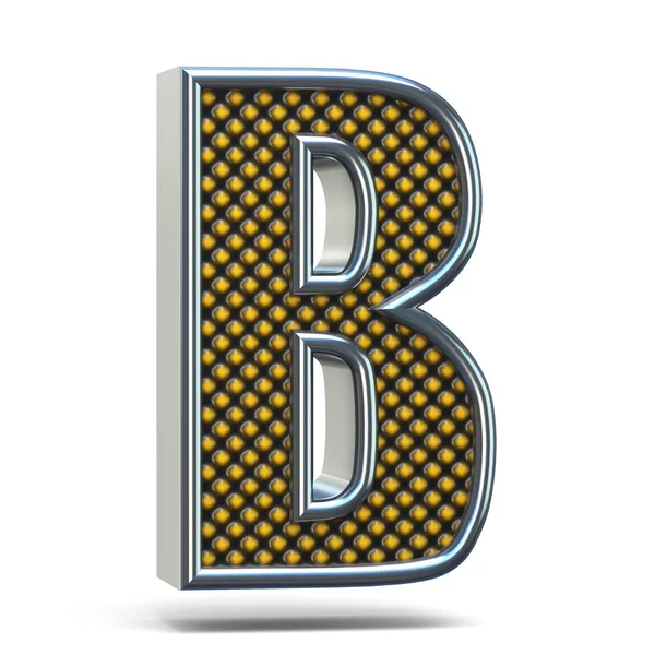 Króm fém narancssárga pöttyös betűtípus B betű 3d — Stock Fotó
