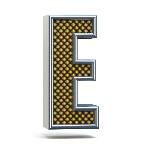 Krom metal turuncu noktalı yazı harf E 3d — Stok fotoğraf