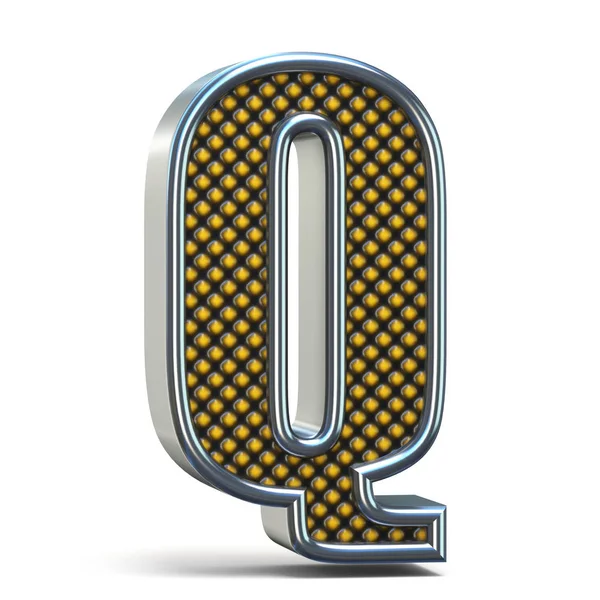 Chroom metalen oranje gestippelde lettertype alfabet Q 3d — Stockfoto