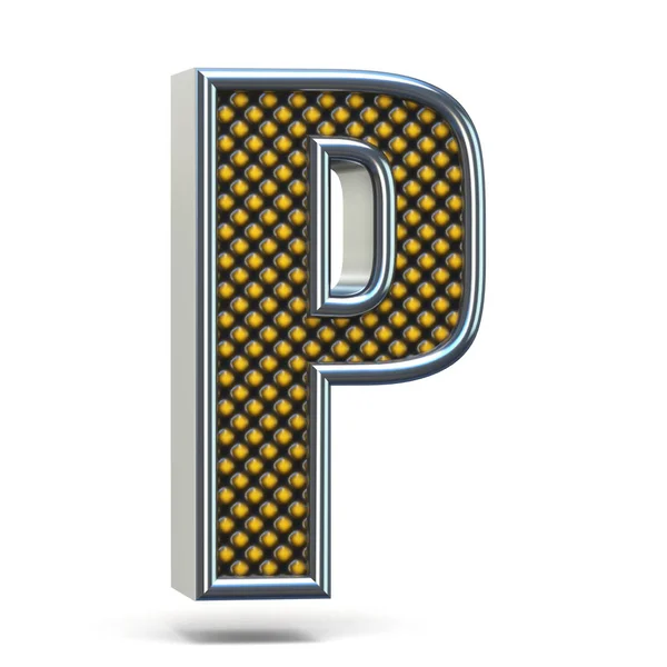 Chrome metal laranja pontilhada letra letra P 3D — Fotografia de Stock