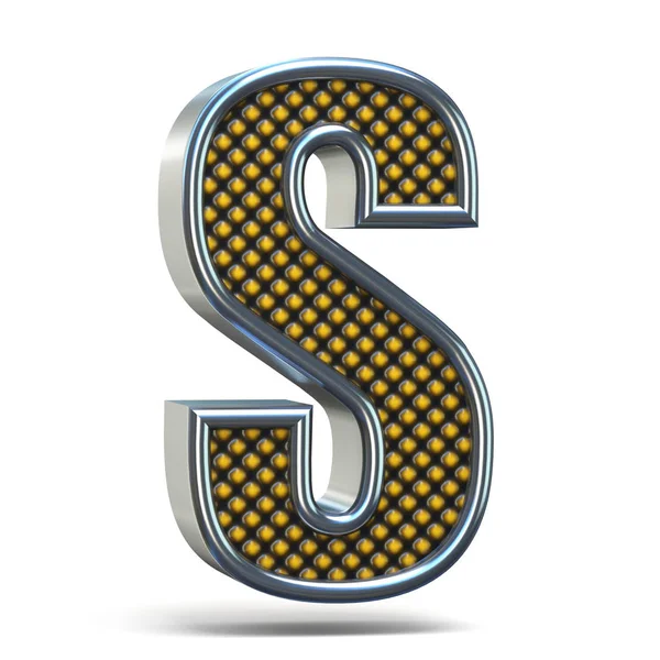 Chrome metal orange dotted font Letter S 3D — Stock Photo, Image