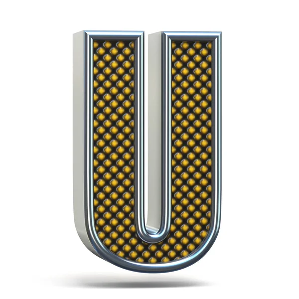 Krom metall orange prickig teckensnitt bokstaven U 3d — Stockfoto