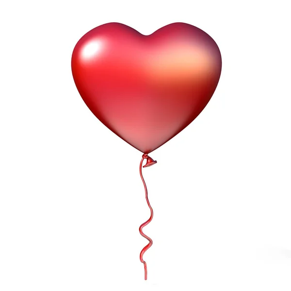 Rode hartvormige ballon van 3d — Stockfoto