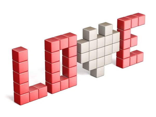 Pixels vormen het woord liefde 3d — Stockfoto