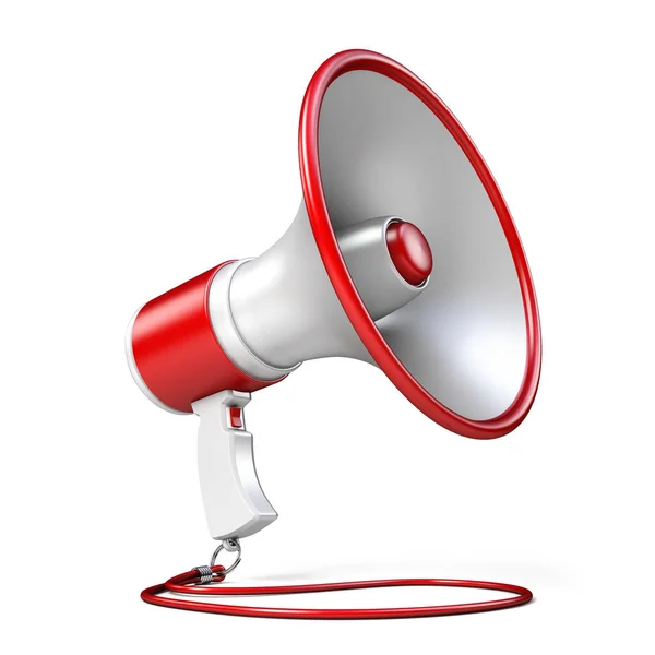 Red and white megaphone 3D — Stock Photo, Image