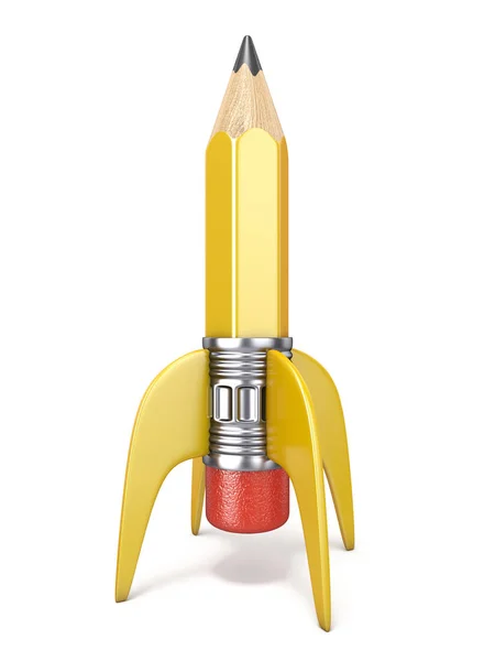 Pencil in the form of rocket 3D — Stock Photo, Image