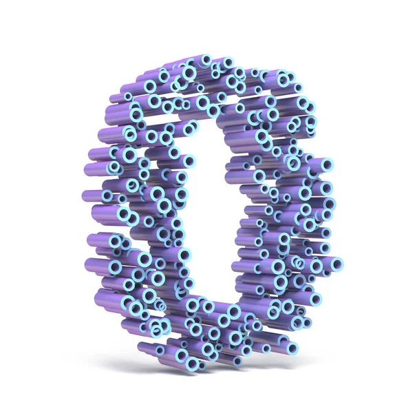 Font albastru violet din tuburi NUMBER ZERO 0 3D — Fotografie, imagine de stoc