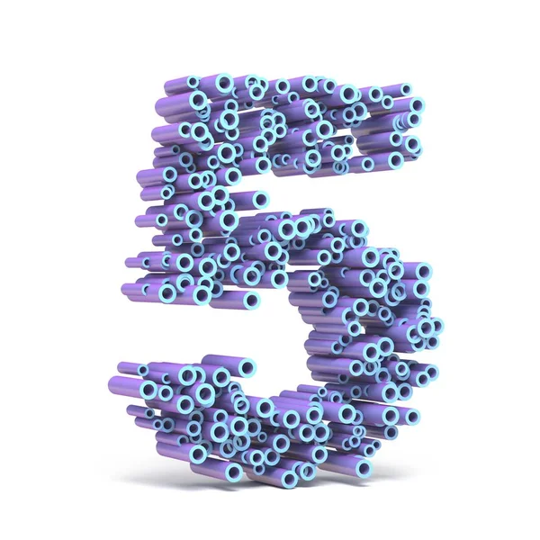 Lila blå teckensnitt av rör nummer fem 5 3d — Stockfoto