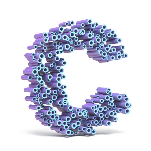 Caratteri blu porpora fatti di tubi LETTER C 3D — Foto Stock