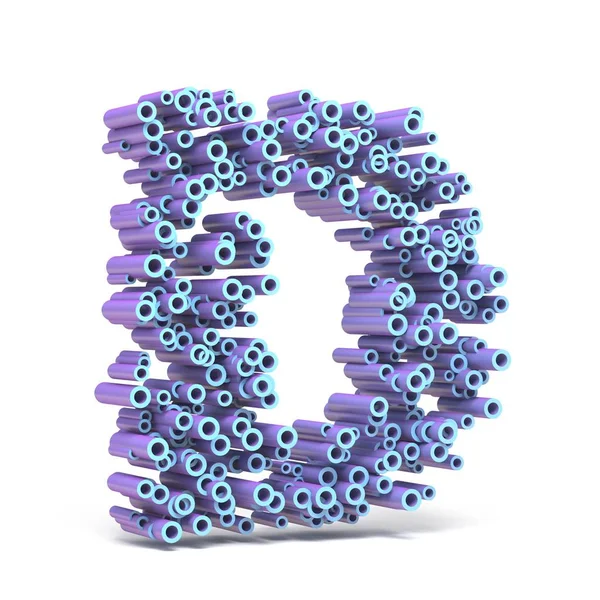 Púrpura fonte azul feita de tubos LETTER D 3D — Fotografia de Stock