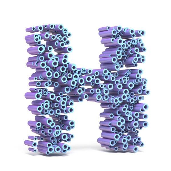 Μωβ μπλε γραμματοσειρά κατασκευασμένο από σωλήνες γράμμα H 3d — Φωτογραφία Αρχείου