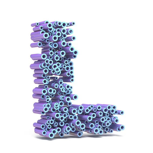 Фиолетовый синий шрифт из трубок LETTER L 3D — стоковое фото