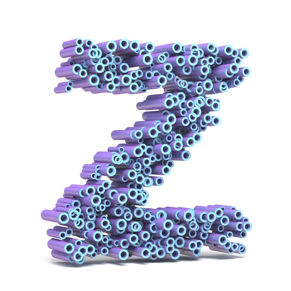 Lila, kék font készült csövek levelet Z 3d — Stock Fotó