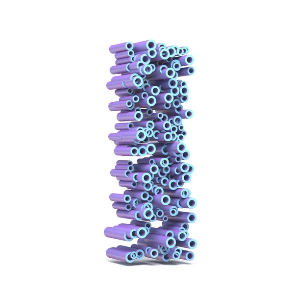 Púrpura fonte azul feita de tubos LETTER I 3D — Fotografia de Stock