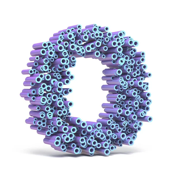 Púrpura fonte azul feita de tubos LETTER O 3D — Fotografia de Stock
