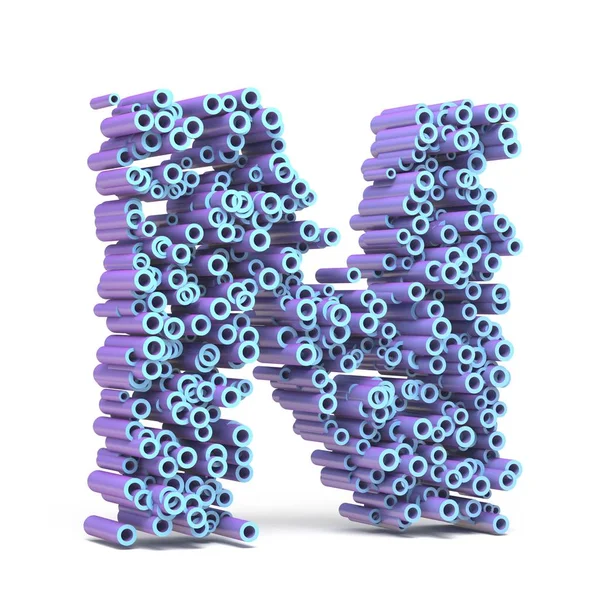 관 편지 N 3d 만들어진 보라색 파란색 글꼴 — 스톡 사진