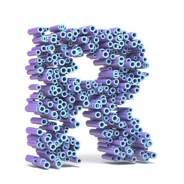 Caratteri blu porpora fatti di tubi LETTER R 3D — Foto Stock