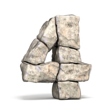 Taş yazı tipi sayısı 4 dört 3d