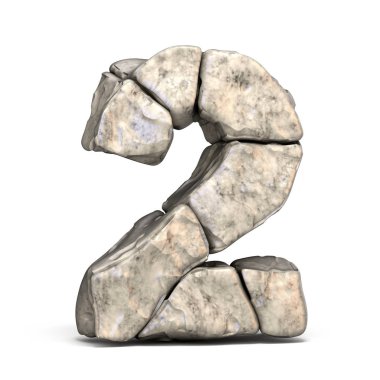 Stone font number 2 TWO 3D clipart