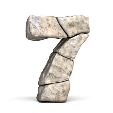Taş yazı tipi sayısı 7 yedi 3d