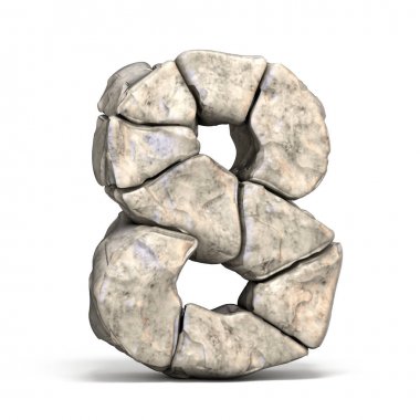 Stone font number 8 EIGHT 3D clipart