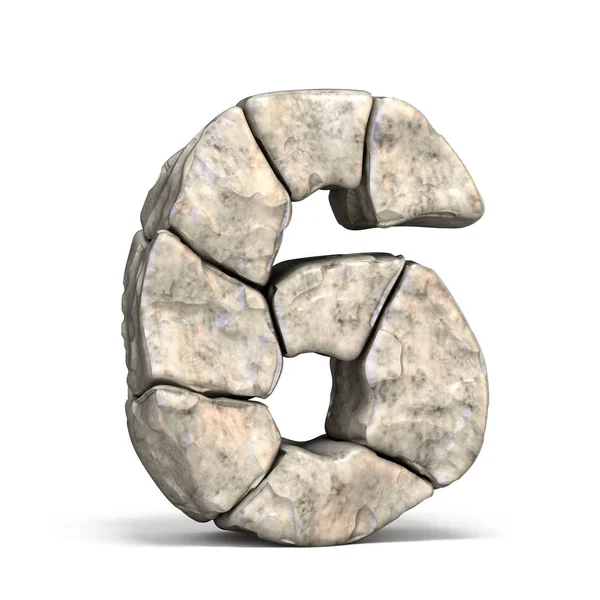 Каменный шрифт номер 6 SIX 3D — стоковое фото
