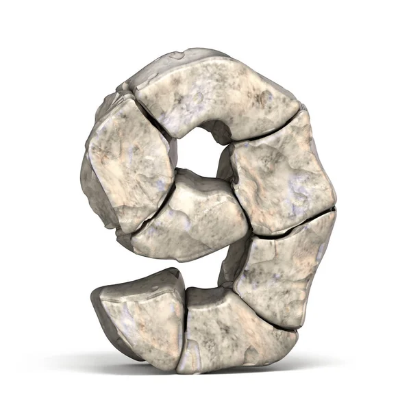 Каменный шрифт номер 9 NINE 3D — стоковое фото